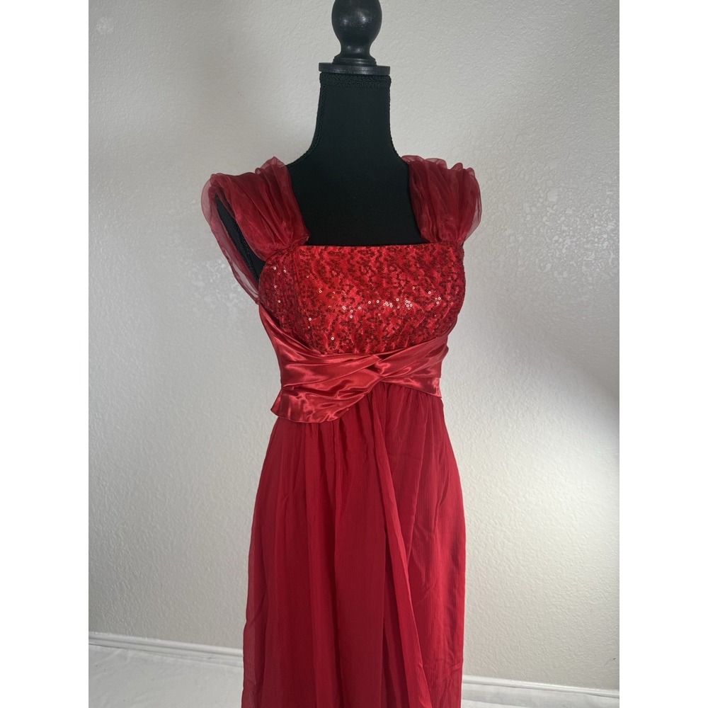 Vintage Jessica McClintock for Gunne Sax Long Red Dress Size‎ 7 Sequin Zipper